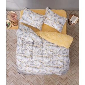 Çift Kişilik Lastikli Çarşaflı Nevresim Takımı Mermer Sarı