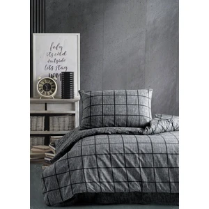 Cozy Home Tek Kişilik Lastikli Çarşaflı Nevresim Takımı Kare Siyah
