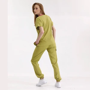 Çizgi Medikal Jogger Lüks Kaliteli Likralı Doktor Hemşire Forması Scrubs Antep Fıstığı