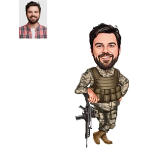 Wonder Like Kişiye Özel Karikatürlü Asker Ahşap - Araba Dikiz Ayna Süsü