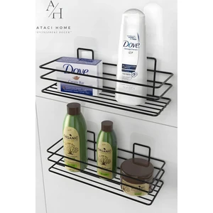 Atacı Home Siyah 1.Kalite 2 Li Set Paslanmaz Banyo Rafı