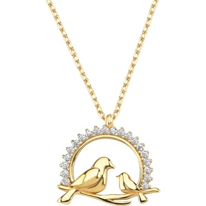 Altın Sepeti Altın Anne Kuş ve Yavrusu Kolye