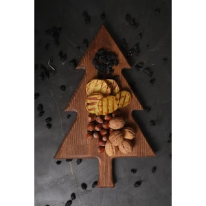 Yılbaşı Ağcı Doğal Ahşap Peynir ve Sunum Tabağı