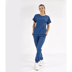 Çizgi Medikal Basic Lüks Kaliteli Likralı Doktor Hemşire Forması Scrubs Petrol Mavisi