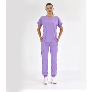 Çizgi Medikal Basic Lüks Kaliteli Likralı Doktor Hemşire Forması Scrubs Lila