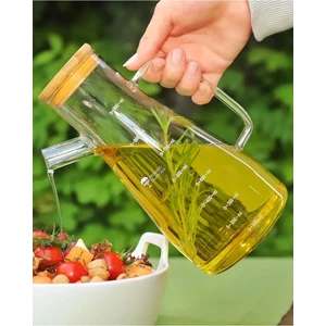 2 Adet Bambu Kapaklı Borosilikat Cam Yağdanlık 900 ml MIT1071