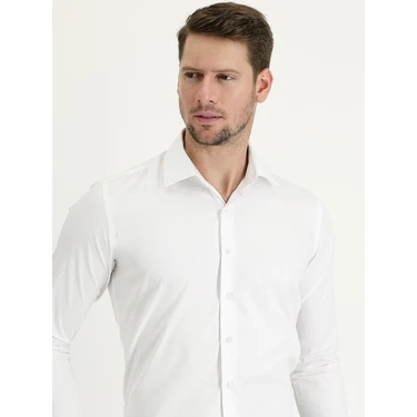 Kiğılı Uzun Kol Slim Fit Non Iron Klasik Pamuklu