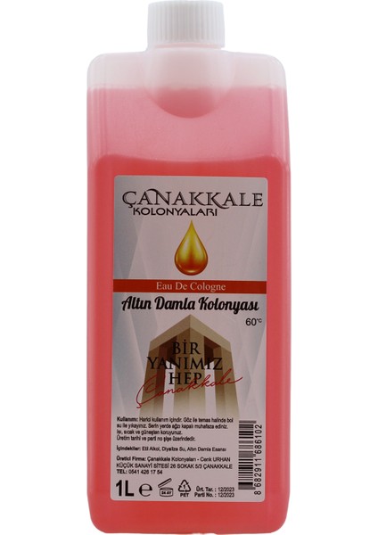 Altın Damla Kolonyası -1 Litre -(BİDON) Korumalı Kapak - Yeni Model
