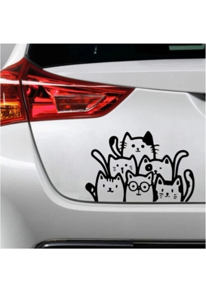 Minipera Kedi Ailesi Sticker Siyah 21*32 cm