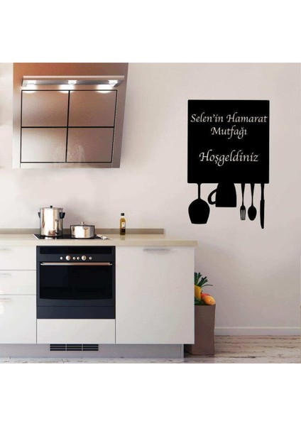 Isme Özel Hamarat Mutfağı Yazılı Dekoratif Mutfak Duvar Sticker 95X60 cm