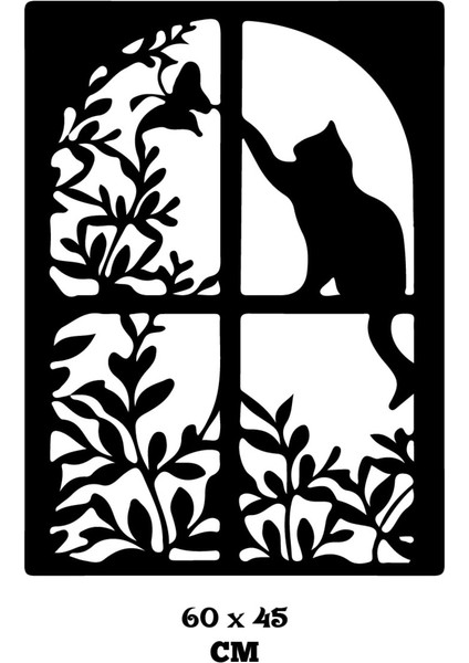 Pencere Kedi ve Kuş Duvar Sticker Yapıştırma (Sudan ve Nemden Etkilenmez) modelleri