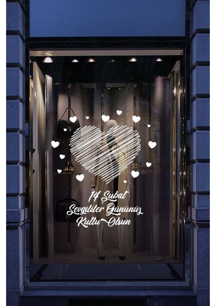 14 Şubat Sevgililer Günü Mağaza Vitrin Cam Kapı Duvar Sticker Süsleme fiyatları