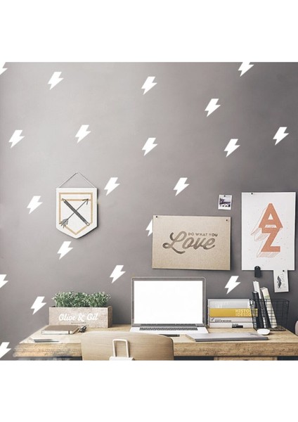 30 Adet Şimşek Şekli Bebek ve Çocuk Odası Sticker, Dekoratif Duvar Sticker