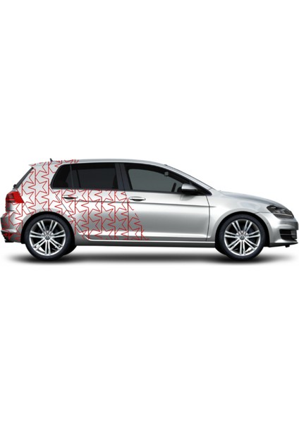 Yıldız Tasarım Arka Çamurluk Kaplama Oto Sticker Kırmızı