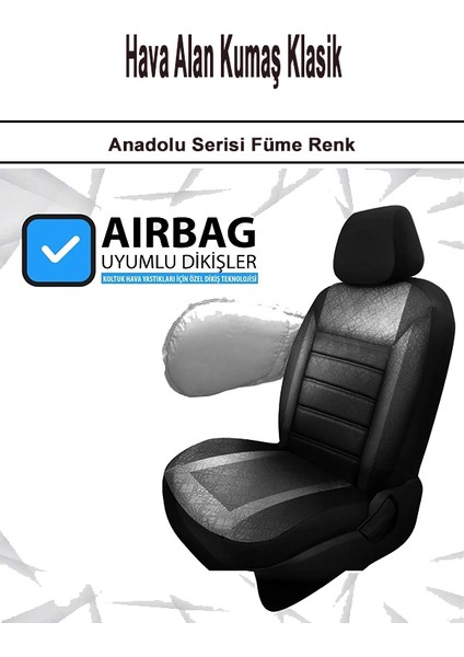 Opel Corsa E Uyumlu Anadolu Serisi Oto Koltuk Kılıfı Füme