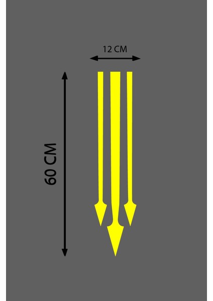 Oto Kaput Sticker Ok Ucu 3'lü Sarı 12*60 cm fiyatları