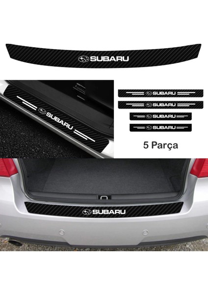 Subaru Justy İçin Uyumlu Aksesuar Oto Bağaj ve Kapı Eşiği Sticker Set Karbon