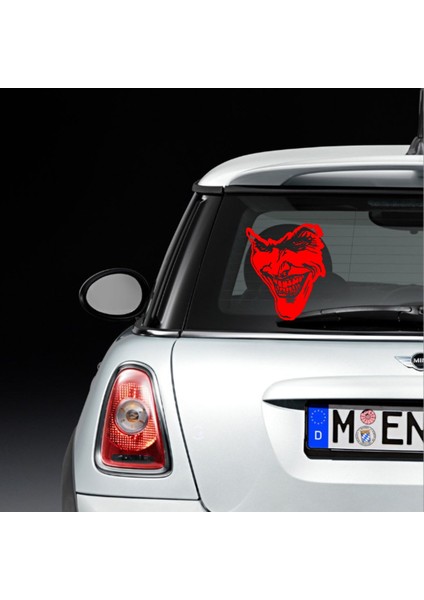 Joker Maske Oto Cam Sticker Kırmızı 30*20 cm