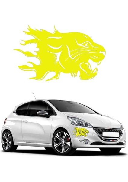 Panter Başı Oto Sticker Sarı 20*20 cm