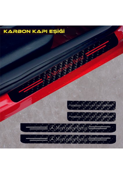 Mercedes Eqc İçin Uyumlu Aksesuar Oto Kapı Eşiği Sticker Karbon 4 Adet