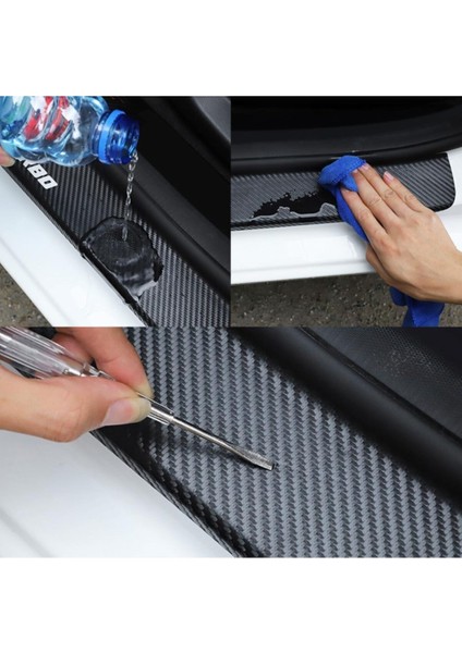 Mini Cooper İçin Uyumlu Aksesuar Oto Bagaj ve Kapı Eşiği Sticker Seti Karbon