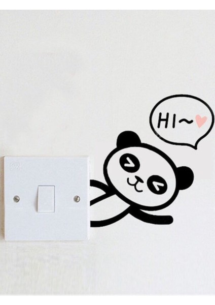 Oturma Odası Anahtarı Sticker Karikatür Panda Baskılı Duvar Dekoru