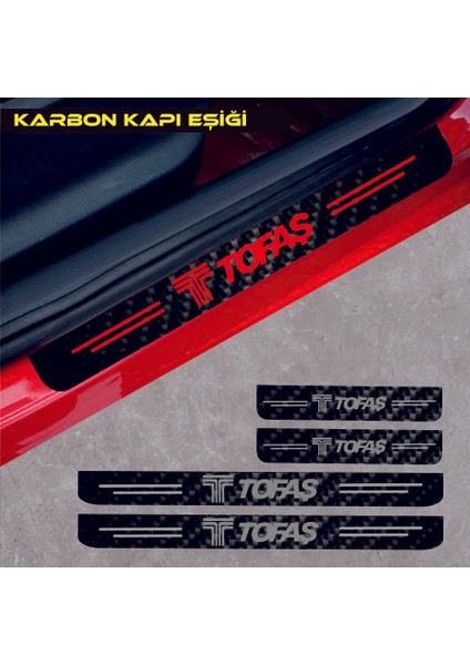 Tofaş Serçe İçin Uyumlu Aksesuar Oto Kapı Eşiği Sticker Karbon 4 Adet