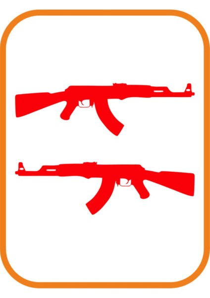 Otomatik Tüfek Tasarım Oto Cam Sticker 2 Adet Sağ-Sol Kırmızı 30*10 cm