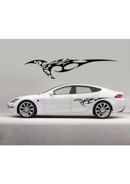 Özel Tasarım Alevli Rüzgar Oto Sticker Sağ-Sol Takım Siyah 100*20 cm