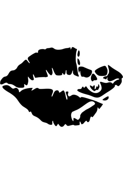 Dudak İçinde Kuru Kafa Oto Sticker Siyah 30*18 cm