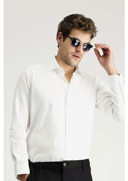 Uzun Kol Slim Fit Klasik Pamuk Gömlek