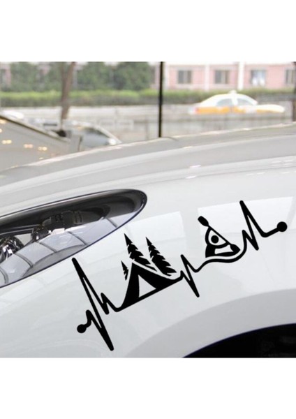 Kamp Çadırı Kayık Kalp Atışı Tasarım Oto Motosiklet Sticker 2 Parça 20*8 cm