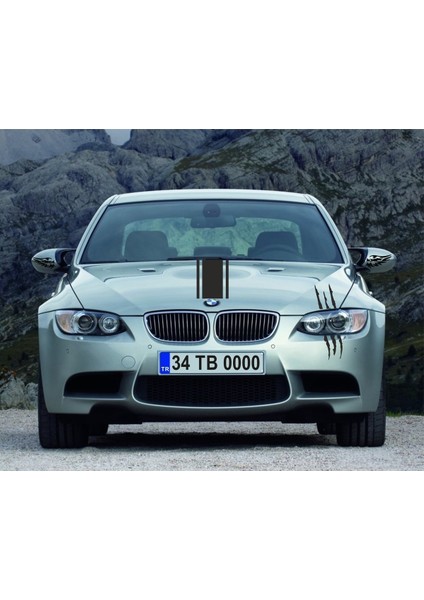 Oto Kaput-Far-Yan Ayna Sticker Set 3 Lü 58*15 Cm/1 Adet - 22*10 Cm/1 Adet - 12,5*6,5 Cm/sağ-Sol