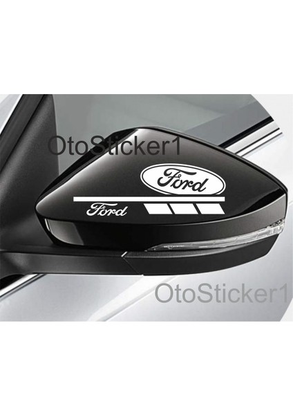 Ford İçin Uyumlu Aksesuar Oto Ayna Sticker Sağ-Sol 2 Adet Beyaz 16*5 cm
