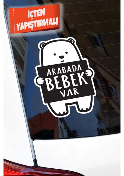 Arabada Bebek Var Ayıcık Oto Sticker 11*16 cm