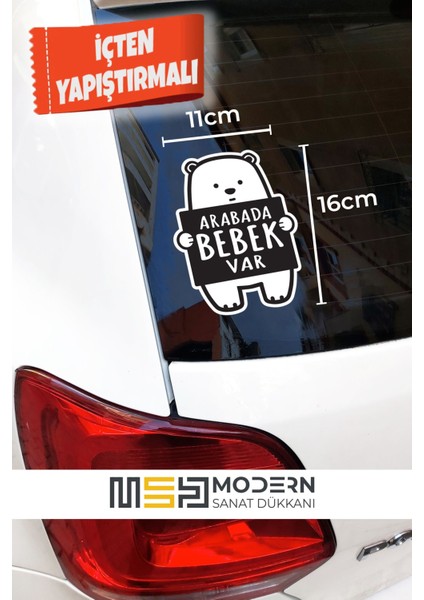 Arabada Bebek Var Ayıcık Oto Sticker 11*16 cm fiyatları
