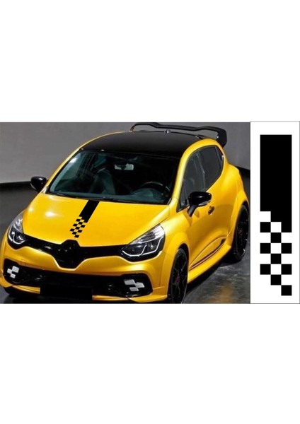 Damalı Spor Oto Kaput Şerit Sticker Universal 70*13 cm