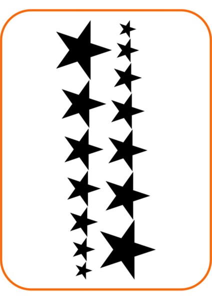 Sıralı Yıldız Oto Sticker 14'lü Siyah 25*10 cm