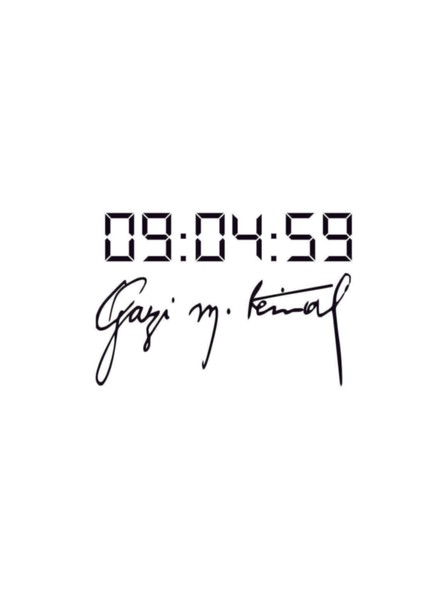 Gazi M.kemal Imza-Dijital Saat Sticker 30*20,5 cm