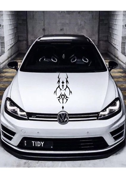 Oto Kaput Şerit Sticker Dövme Tasarımlı Siyah 25*60 cm modelleri