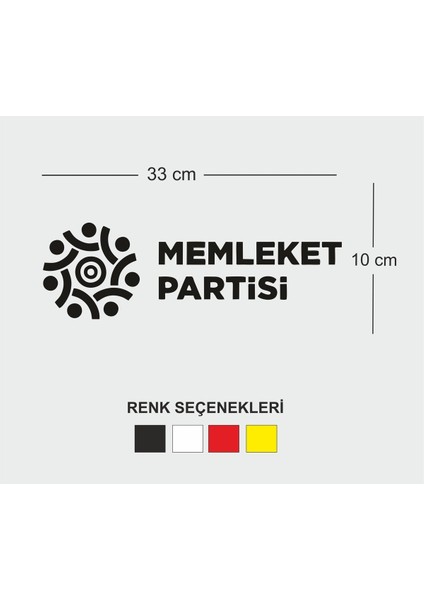 Memleket Partisi Logo Oto Sticker Siyah 33*10 cm