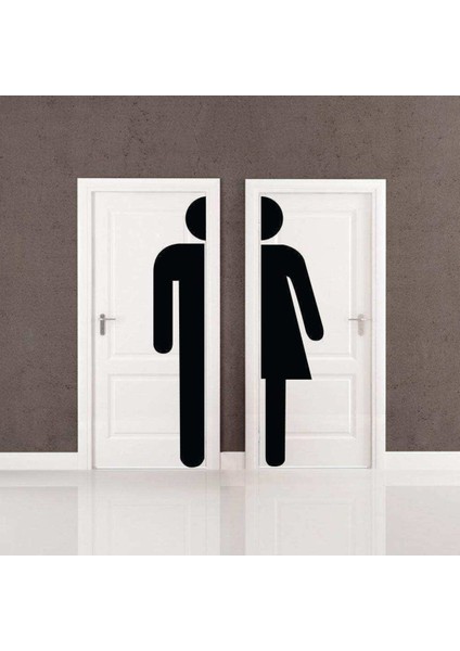 Kadın-Erkek Tuvalet Ikonları Dekoratif Duvar Sticker, Çıkartma, Etiket