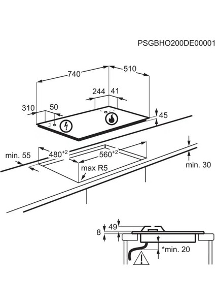 KGG75362K 5 Gözü Gazlı Ankastre Cam Ocak 75 cm