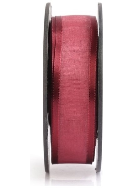 Kenarı Saten Biyeli Şifon Kurdele Bordo 2.5 cm x 20 mt