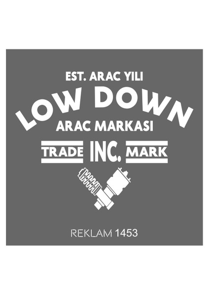 Lowdown Araç Arka Cam Sticker Oto Sticker Beyaz 40*30 cm