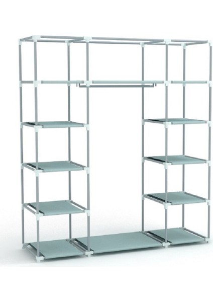 Lacivert Bez Dolap Pls.profilli 12 Raf+60 cm Askı Portatif Dolap