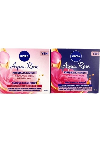 Aqua Rose Gündüz ve Gece Bakım Kremi ( Gül Yaprağı ve Kalsiyum İÇERIR)50ML + 50ML