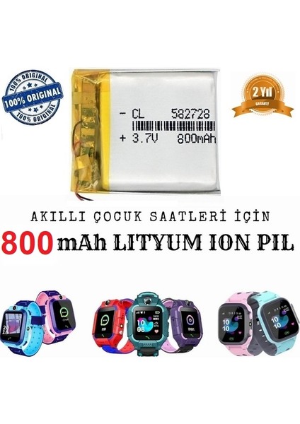 Akıllı Çocuk Saat Cep Telefonu Batarya - Pil 3.7V 800MAH 582728 Hızlı Kargo