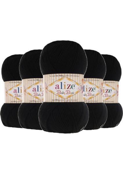 Baby Best Anti Pill El Örgü Ipi (5ADET) - 60 Siyah