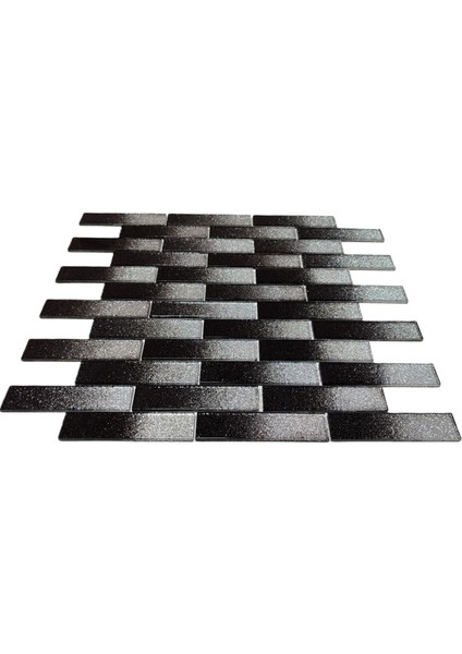 Mutfak Tezgah Arası Kristal Cam Mozaik. Cam Ölçüsü: 23X98X4 Mm. File Ölçüsü: 30X30 Cm. Renk: Beyaz-Siyah Gümüş Efekt. ( 1 Koli = 1 M2 FİYATIDIR ) modelleri
